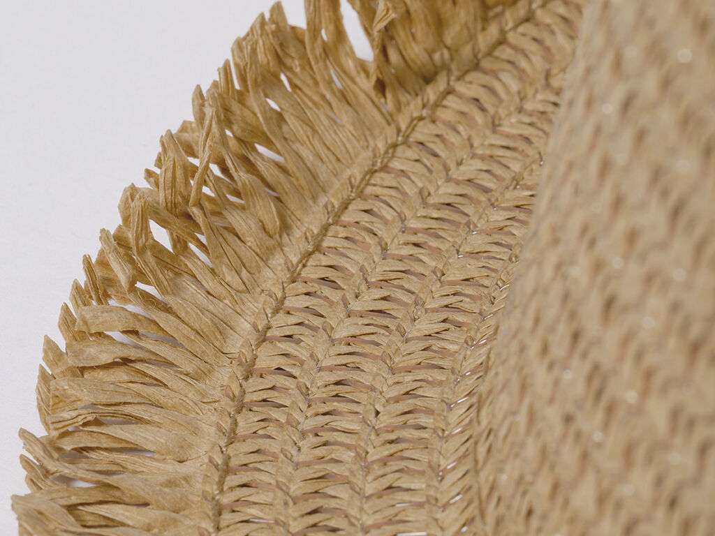Sombrero Harmon de paja con bordes de flecos y cinta ajustable