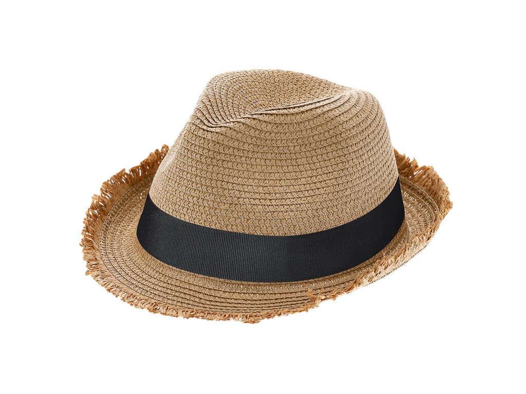 Sombrero Harmon de paja con bordes de flecos y cinta ajustable