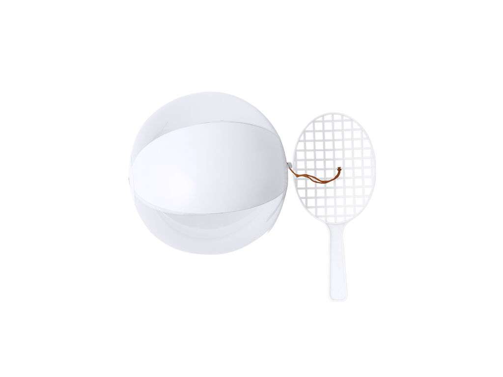 Set de Raqueta y Balón Skippy Blanco y Translúcido con Bolsa Reciclada