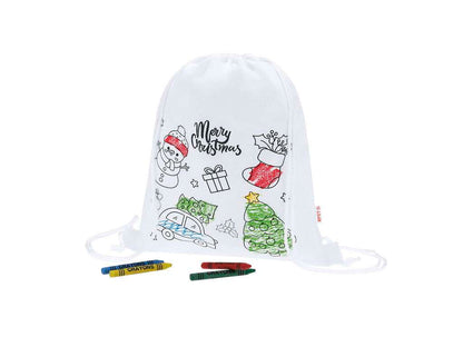 Mochila infantil navideña para colorear con ceras y cierre de cuerda