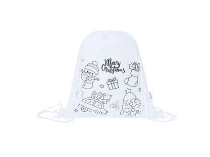 Mochila infantil navideña para colorear con ceras y cierre de cuerda