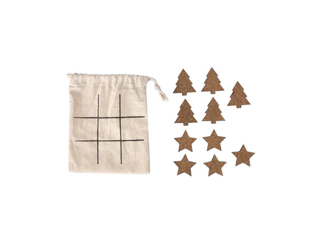 Juego Tres en Raya en Corcho Natural con Bolsa de Algodón