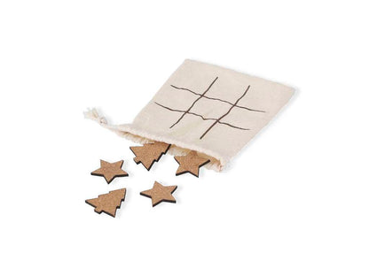Juego Tres en Raya en Corcho Natural con Bolsa de Algodón