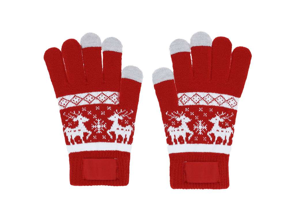 Guantes Navideños Táctiles en Acrílico Suave con Etiqueta para Marcaje