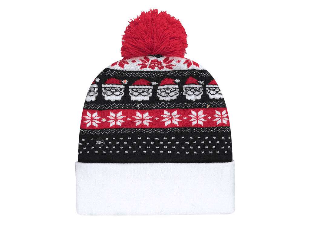 Gorro Navideño LED con Pom Pom y Luz Intermitente - Plumex