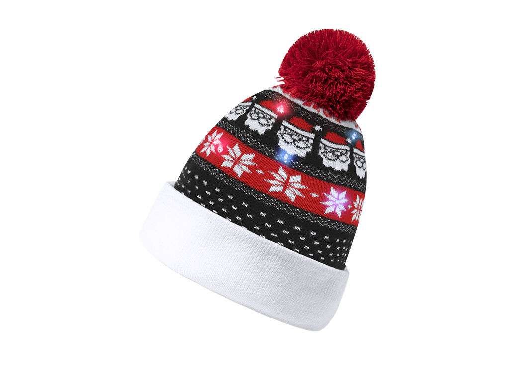 Gorro Navideño LED con Pom Pom y Luz Intermitente - Plumex