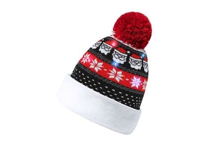 Gorro Navideño LED con Pom Pom y Luz Intermitente - Plumex