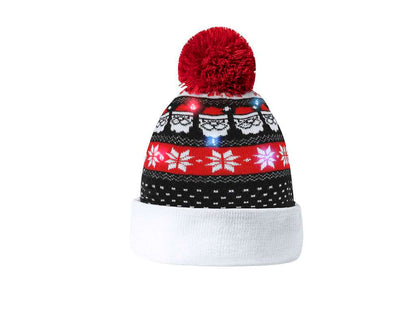 Gorro Navideño LED con Pom Pom y Luz Intermitente - Plumex