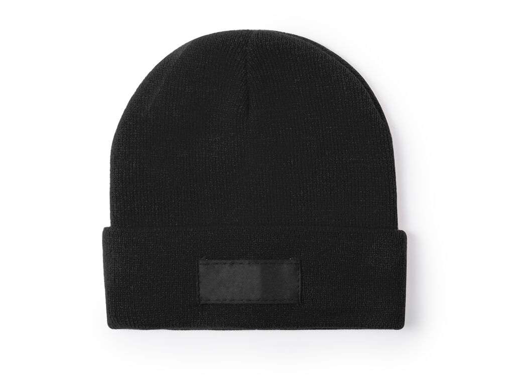 Gorro infantil suave y elástico de acrílico con dobladillo y etiqueta
