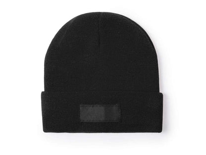 Gorro infantil suave y elástico de acrílico con dobladillo y etiqueta