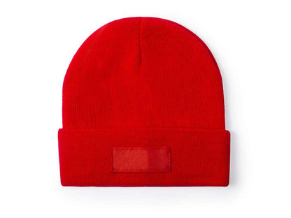 Gorro infantil suave y elástico de acrílico con dobladillo y etiqueta