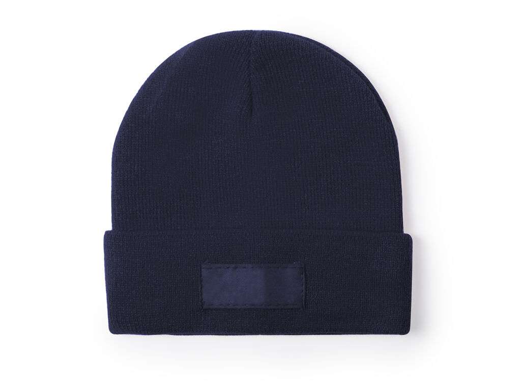 Gorro infantil suave y elástico de acrílico con dobladillo y etiqueta