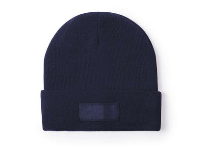 Gorro infantil suave y elástico de acrílico con dobladillo y etiqueta