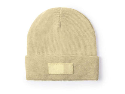 Gorro infantil suave y elástico de acrílico con dobladillo y etiqueta