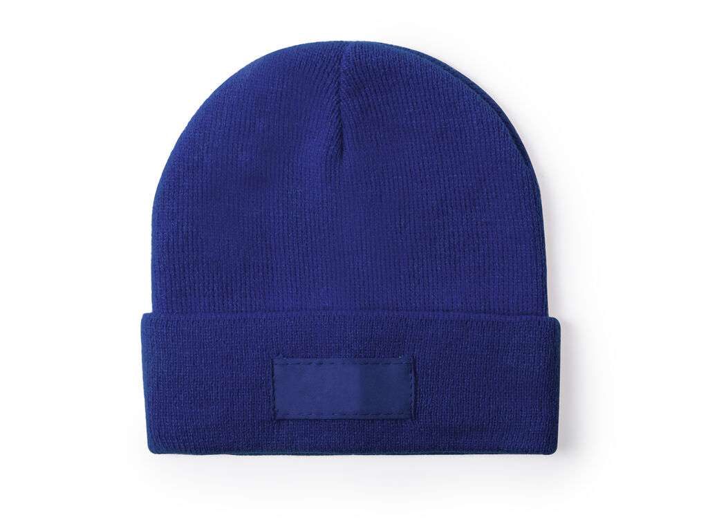 Gorro infantil suave y elástico de acrílico con dobladillo y etiqueta