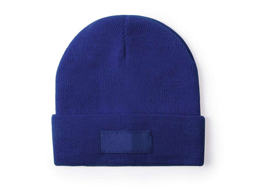 Gorro infantil suave y elástico de acrílico con dobladillo y etiqueta