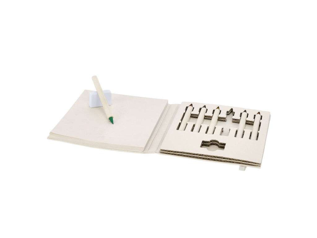 Set de lápices de colores ecológicos con bloc y goma de borrar