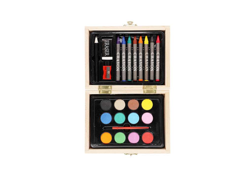 Set de 24 piezas para colorear en estuche de madera con cierre metálico