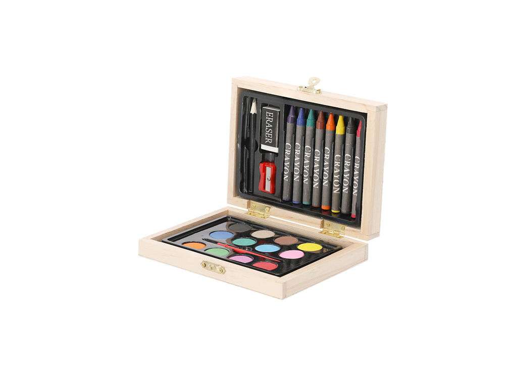 Set de 24 piezas para colorear en estuche de madera con cierre metálico