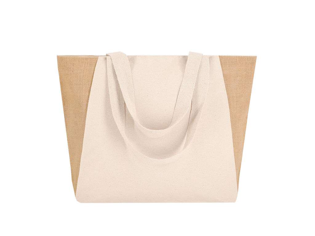 Bolsa de algodón y yute Sharma con asas reforzadas y fuelle