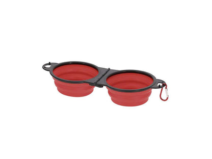 Bowl plegable para mascotas con mosquetón y doble compartimento 450 ml