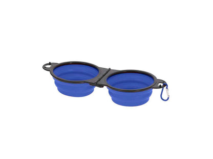 Bowl plegable para mascotas con mosquetón y doble compartimento 450 ml