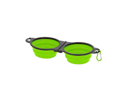 Bowl plegable para mascotas con mosquetón y doble compartimento 450 ml