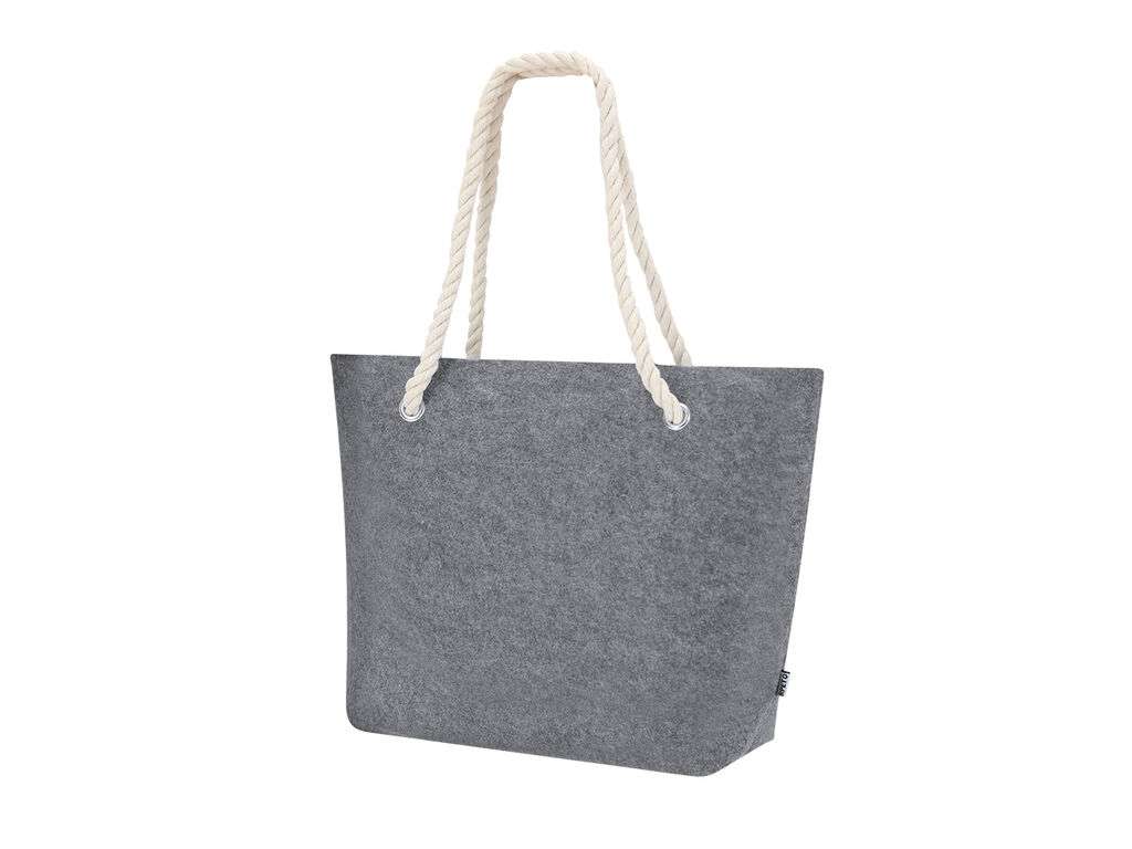 Bolsa de fieltro reciclado con asas de algodón y refuerzo, resistente 6kg