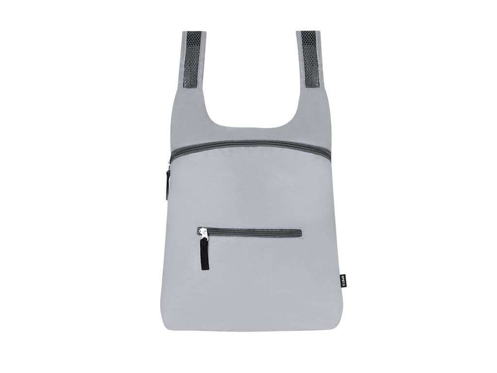 Mochila Plegable RPET Reflectante con Bolsillo y Cinta de Transporte