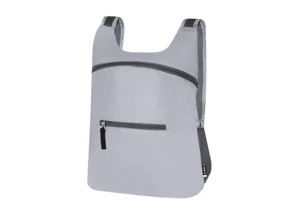 Mochila Plegable RPET Reflectante con Bolsillo y Cinta de Transporte
