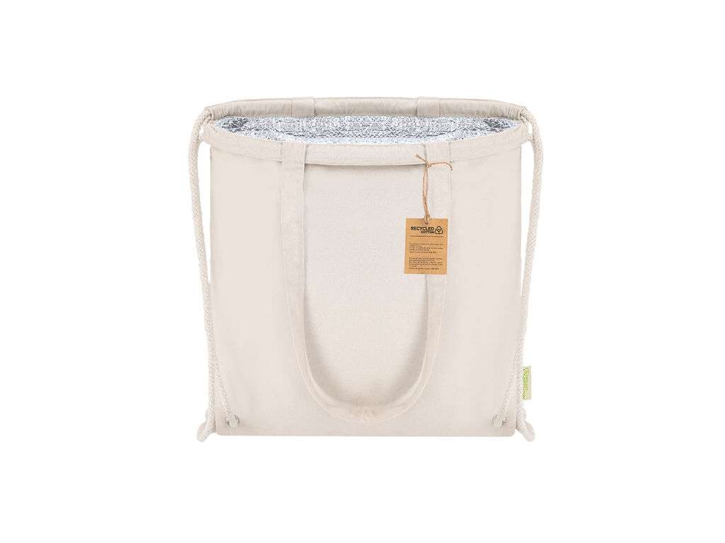 Bolsa mochila nevera de algodón reciclado con interior aluminio