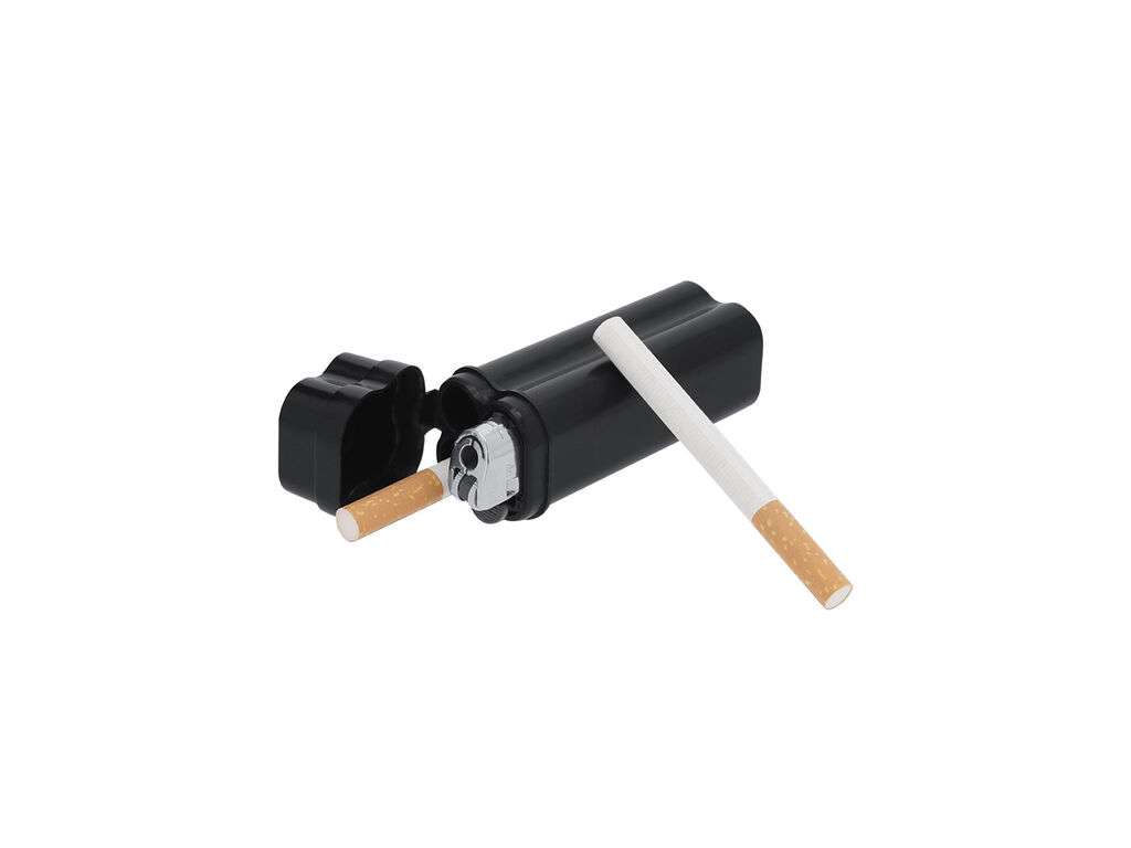 Estuche compacto para tabaco con capacidad para dos cigarros y mechero