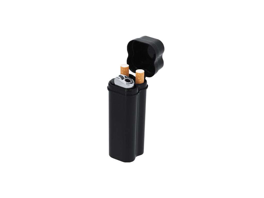 Estuche compacto para tabaco con capacidad para dos cigarros y mechero