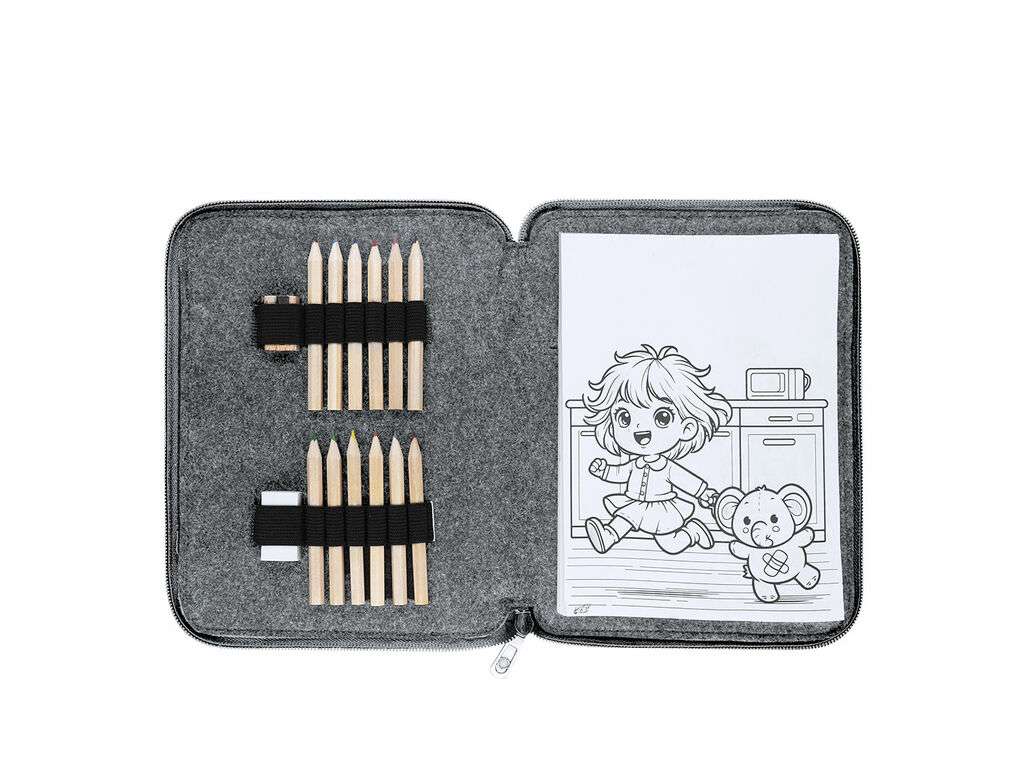 Set de lápices de colores Shepher con estuche de fieltro RPET