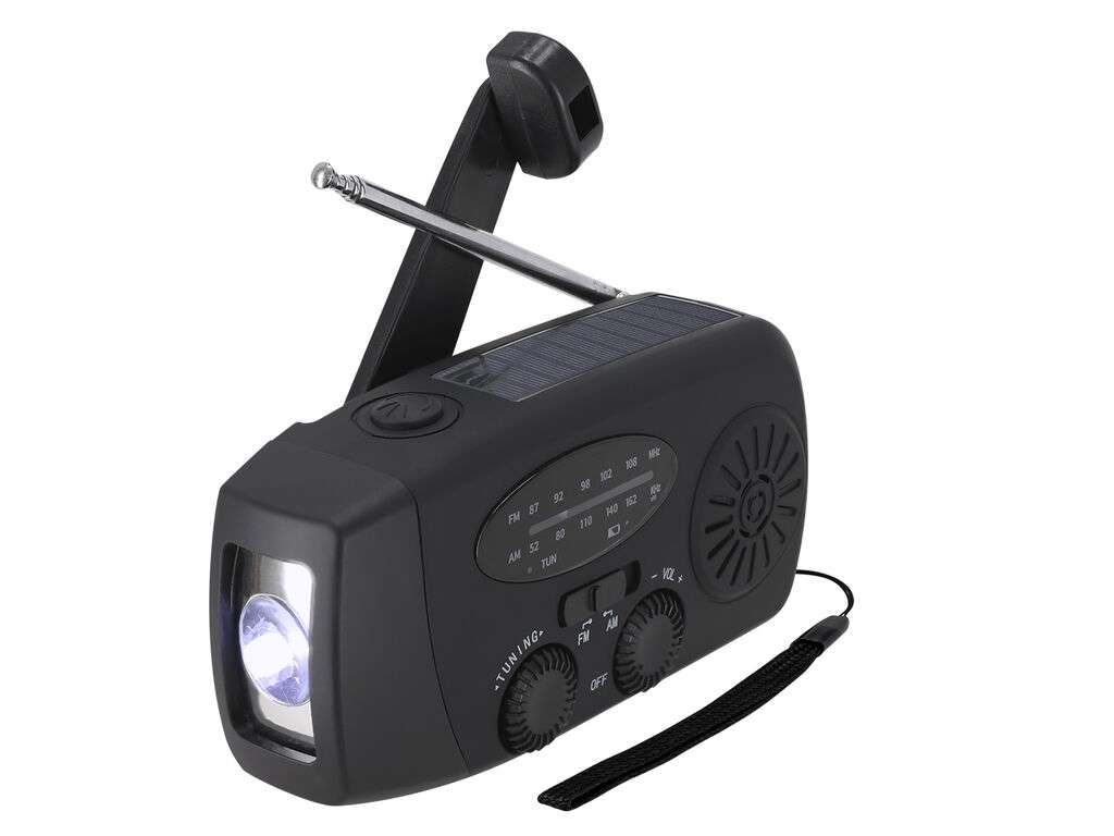Radio Multifunción de Emergencia con Linterna LED y Carga Solar