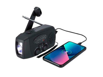 Radio Multifunción de Emergencia con Linterna LED y Carga Solar