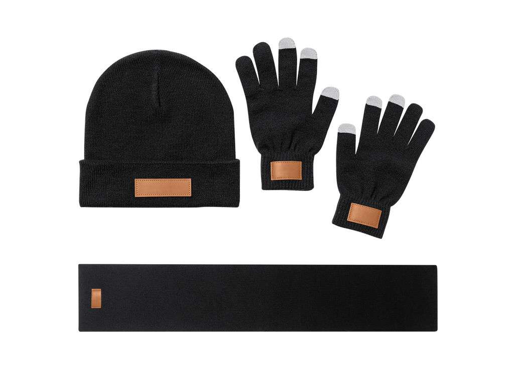 Set de 3 piezas invierno: gorro, bufanda y guantes táctiles