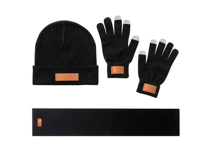 Set de 3 piezas invierno: gorro, bufanda y guantes táctiles