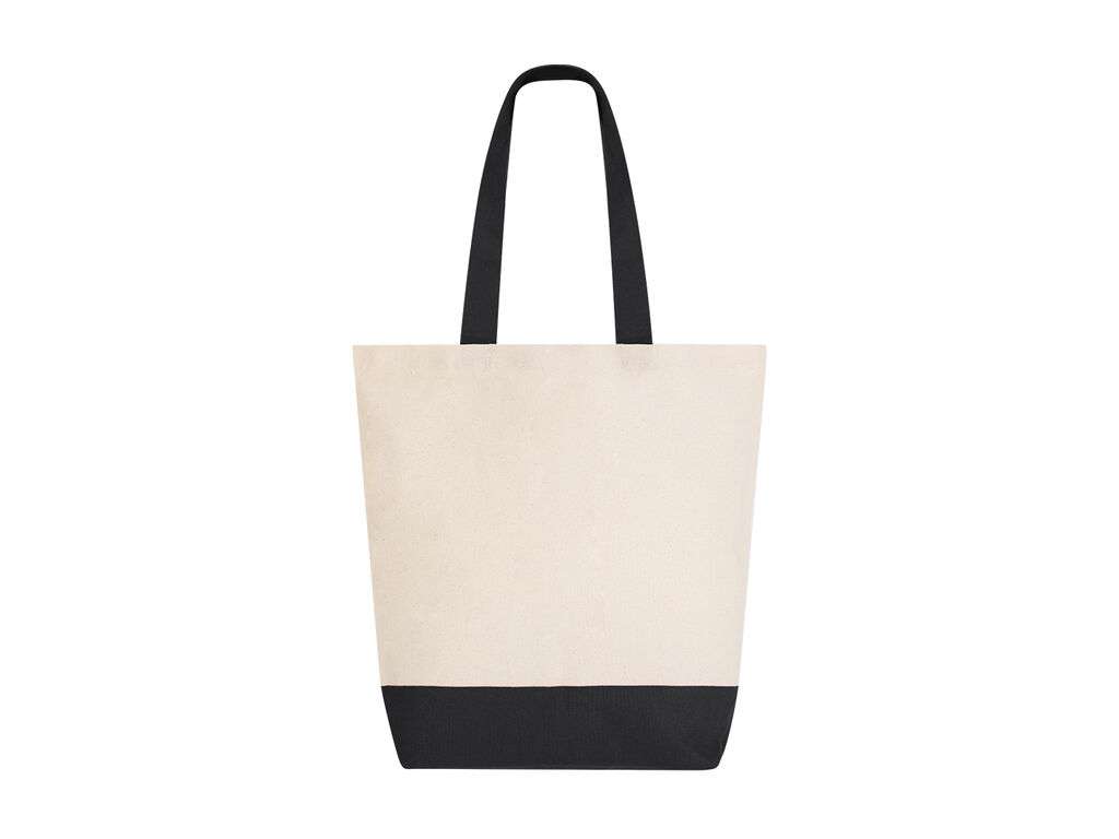 Bolsa de algodón Heleta 280 g/m² con asas largas y bolsillo
