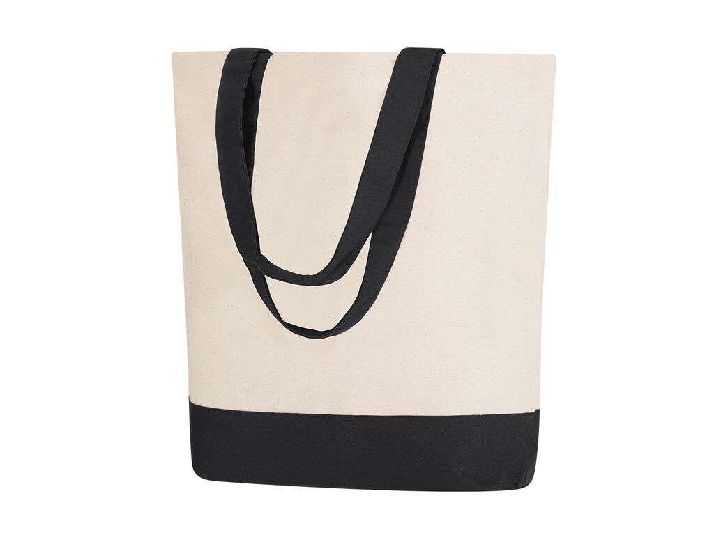 Bolsa de algodón Heleta 280 g/m² con asas largas y bolsillo