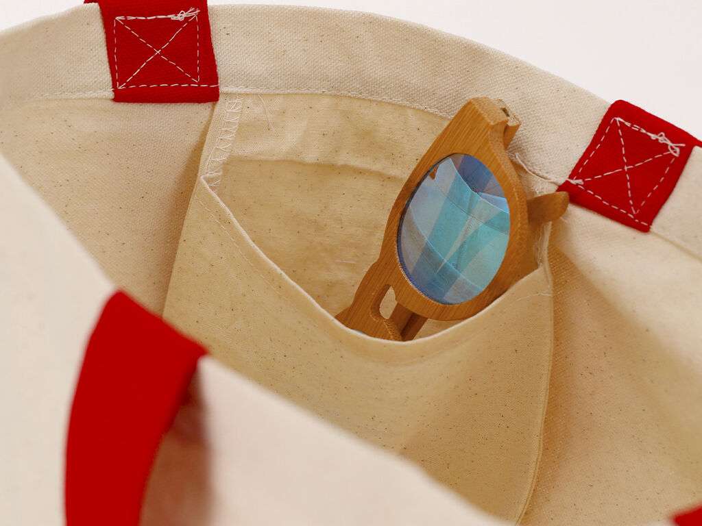 Bolsa de algodón Heleta 280 g/m² con asas largas y bolsillo