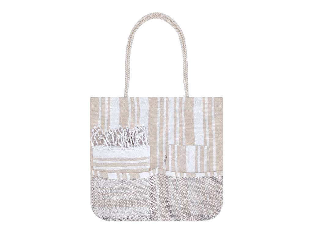 Set bolsa, neceser y pareo de algodón con diseño de rayas