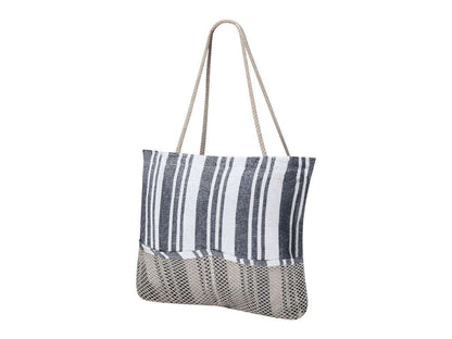 Set bolsa, neceser y pareo de algodón con diseño de rayas