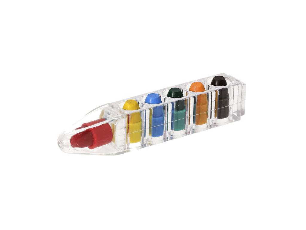 Set de ceras de colores con estuche translúcido, 6 puntas intercambiables