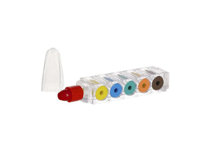 Set de ceras de colores con estuche translúcido, 6 puntas intercambiables