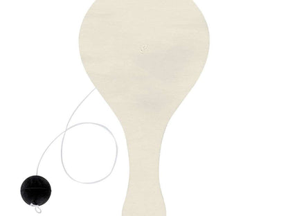 Set creativo de raqueta de madera con pelota y ceras de colores