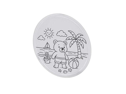 Set original de frisbee y ceras con diseño para colorear Osito Playa