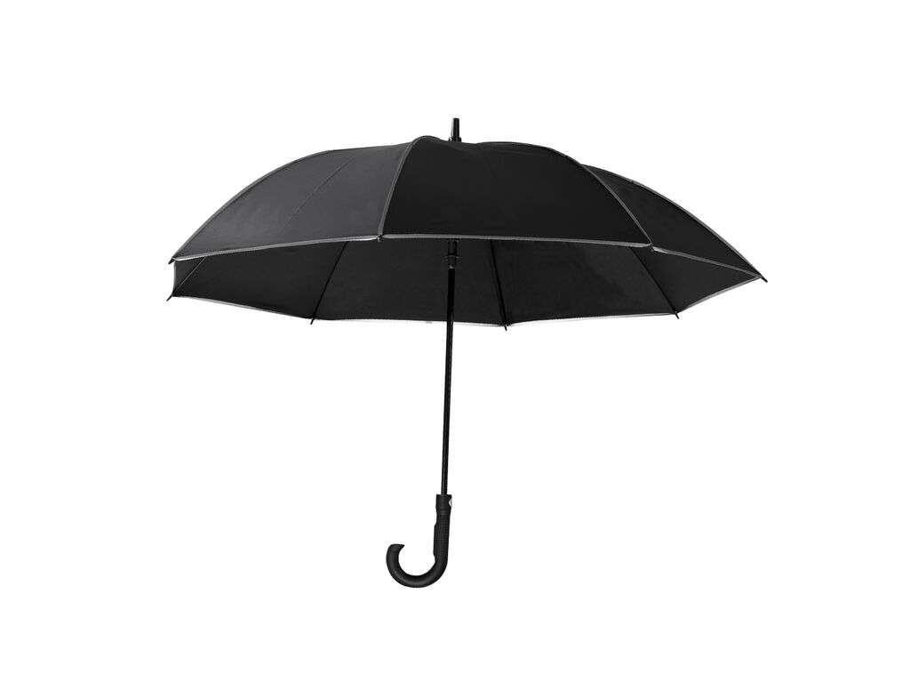Paraguas antiviento negro con apertura automática y ribetes reflectantes