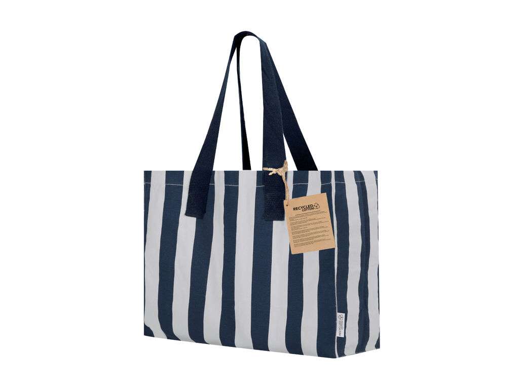 Bolsa de Algodón Reciclado Marylis a rayas con asas reforzadas