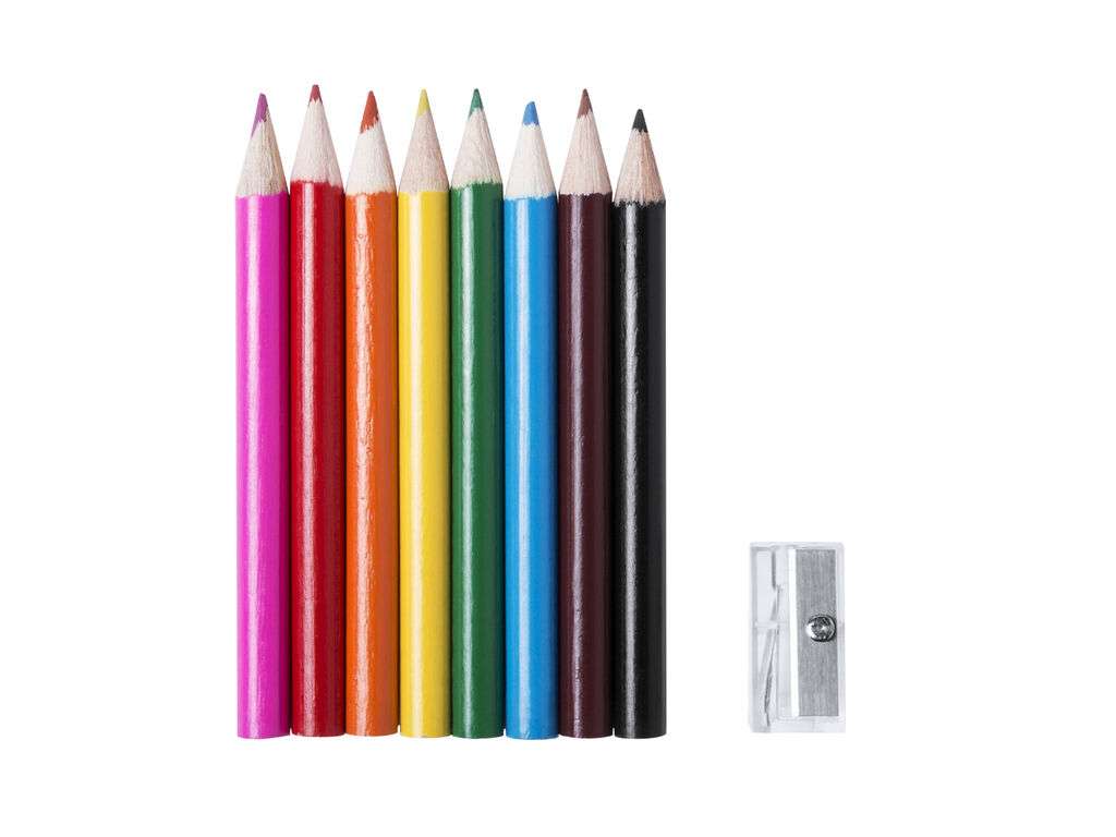 Estuche sostenible con 8 lápices de colores y sacapuntas RPET